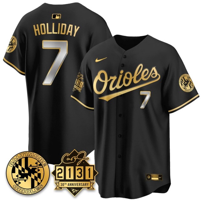 Men's Baltimore Orioles #7 Jackson Holliday Nike '30th of 2131 MLB Limited Jersey Black GOLD - All Stitched
