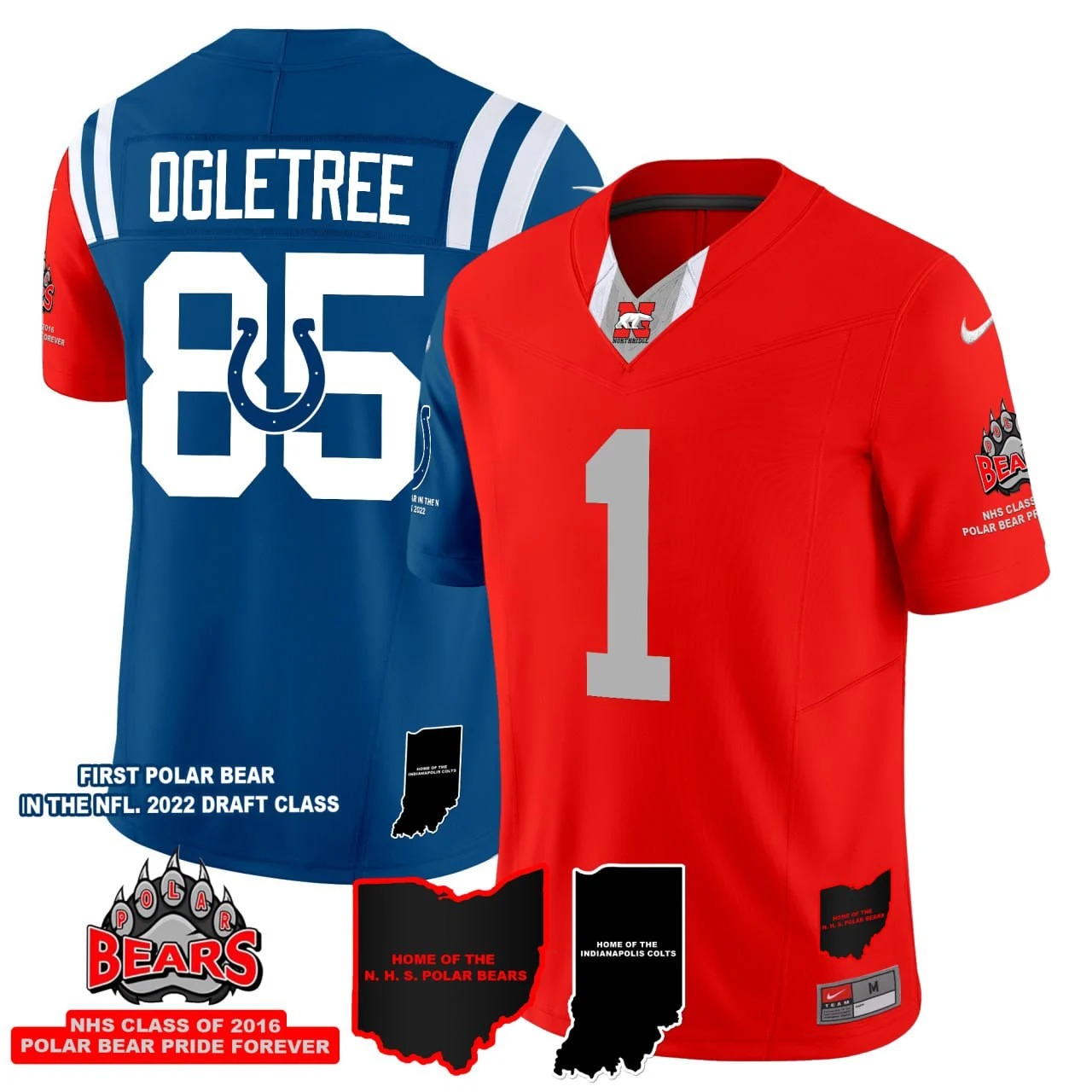 Northridge x Indianapolis Colts #85 Andrew Ogletree Nike FUSE Limited Football Jersey Split - All Stitched