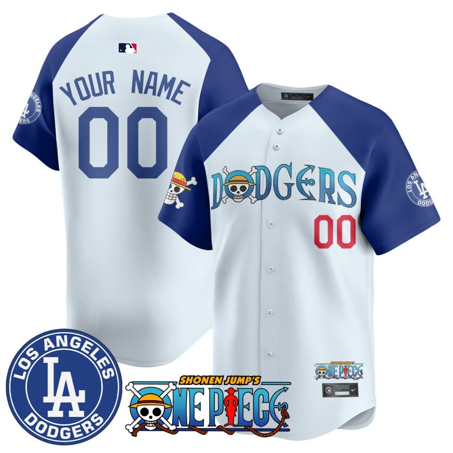 LA Dodgers x ONE PIECE Custom Nike 2025 MLB Limited Jersey Alternate - All Stitched
