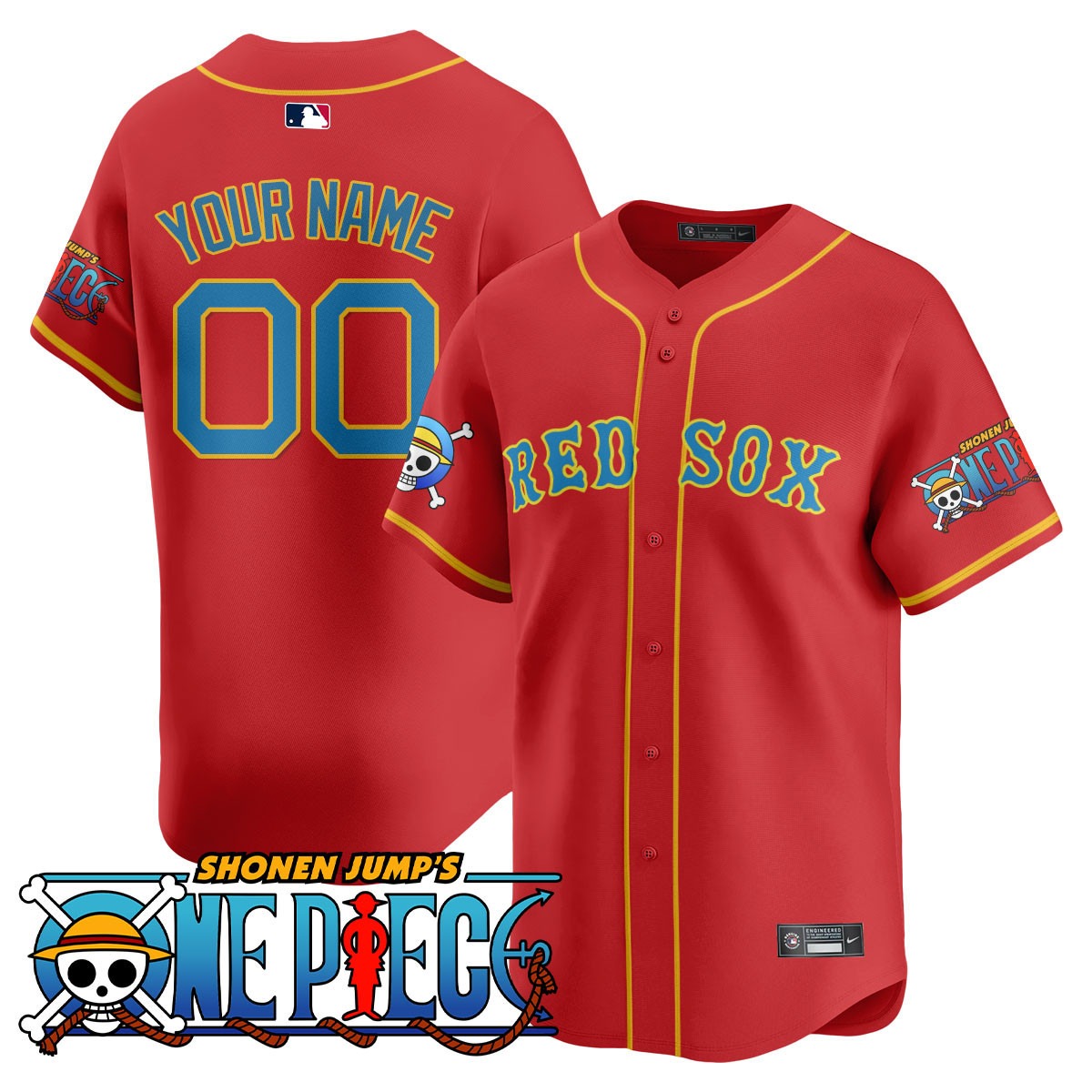 Boston Red Sox x 'ONE PIECE' Custom Red Nike 2025 MLB Limited Jersey - All Stitched