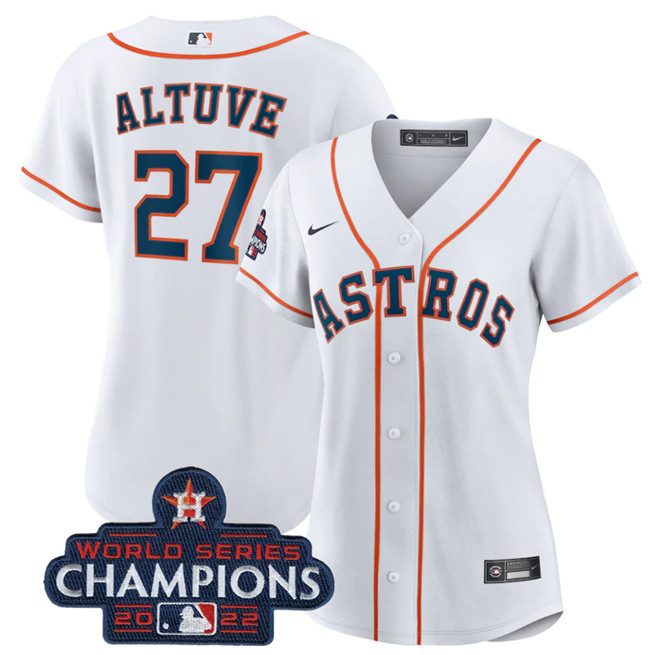 Women's Houston Astros Custom White 2022 World Series Champions Cool Base Stitched Baseball Jersey