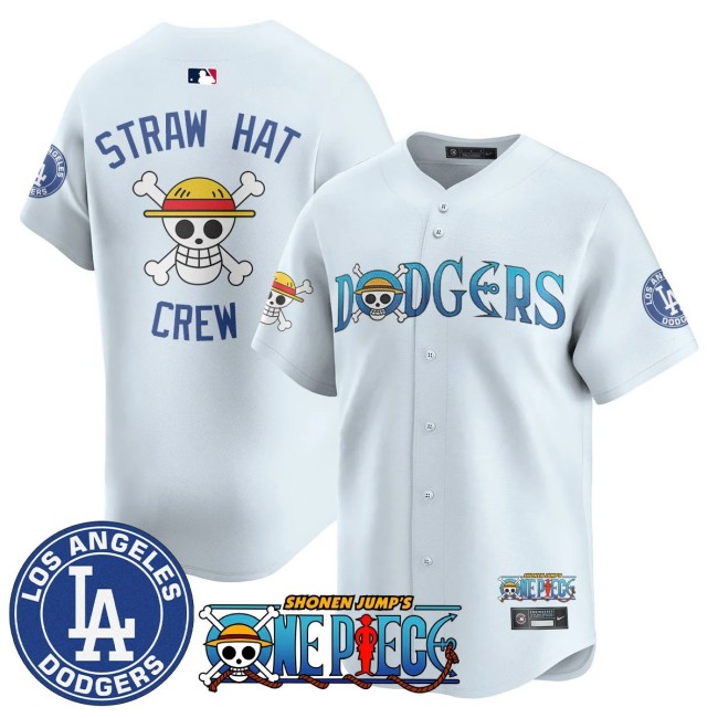 LA Dodgers x ONE PIECE Straw Hat Nike 2025 MLB Limited Stitched Jersey White
