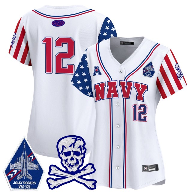 Wmn's Navy Midshipmen 12th Man White 2025 Independence Day Limited Jersey - All Stitched