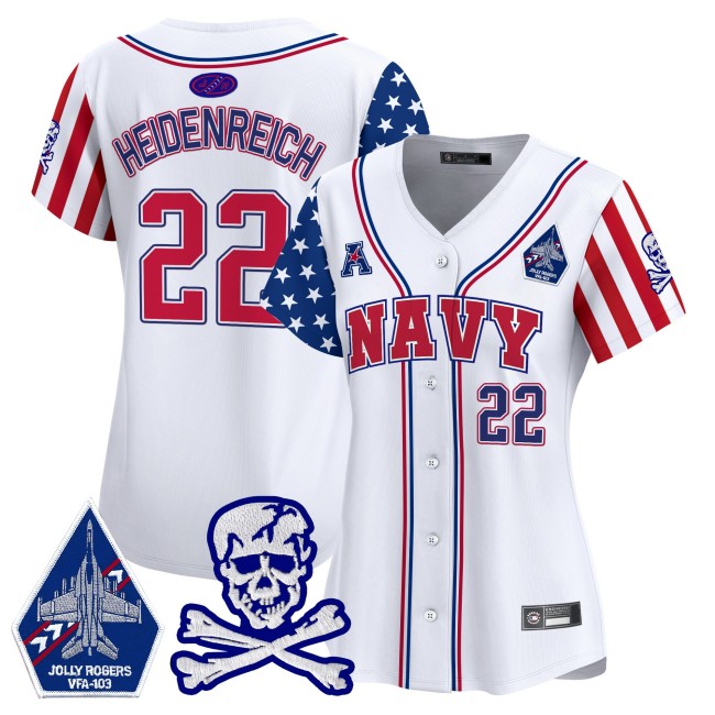 Wmn's Navy Midshipmen #22 Eli Heidenreich 2025 Independence Day Limited Jersey White - All Stitched