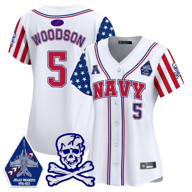 Wmn's Navy Midshipmen #5 Braxton Woodson 2025 Independence Day Limited Jersey White - All Stitched