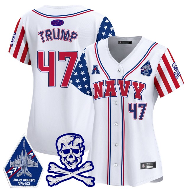 Wmn's Navy Midshipmen #47 Donald Trump 2025 Independence Day Limited Jersey White - All Stitched