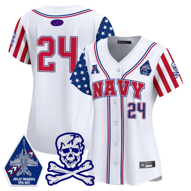 Wmn's Navy Midshipmen #24 2025 Independence Day Limited Jersey White - All Stitched