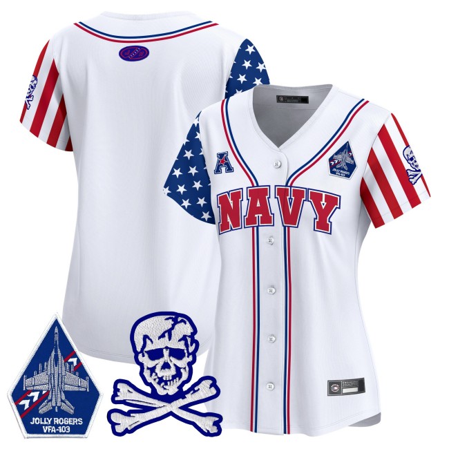 Wmn's Navy Midshipmen 2025 Independence Day Limited Jersey White - All Stitched