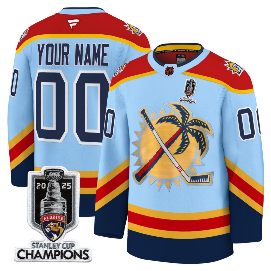 Florida Panthers Custom Blue 2025 Stanley Cup Champions Patch Premium Jersey - All Stitched