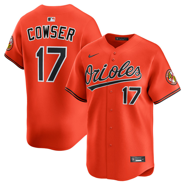 Men's Baltimore Orioles #17 Colton Cowser Orange 2025 2nd Alternate Limited Stitched Baseball Jersey