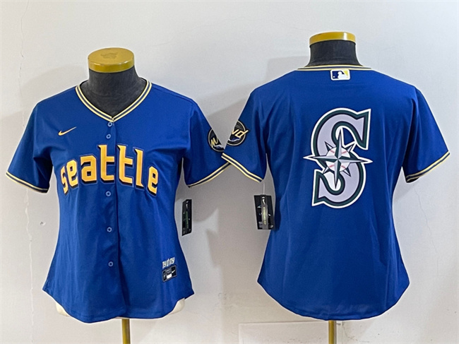 Youth Seattle Mariners Team Big Logo Royal City Connect Stitched Baseball Jersey