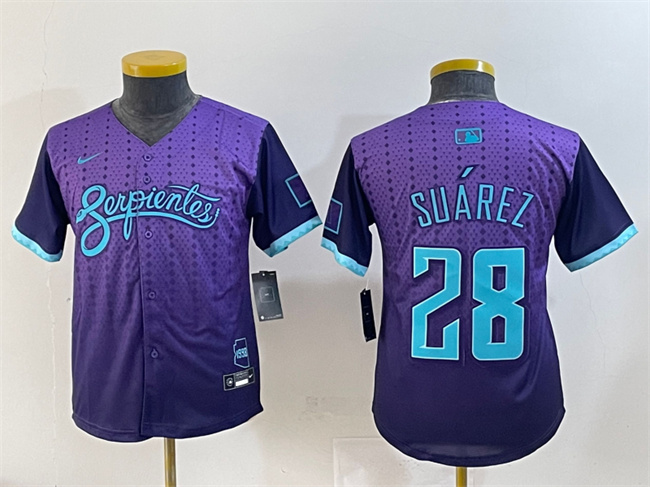 Youth Arizona D-Backs #28 Eugenio Suarez Purple 2025 City Connect Limited Stitched Baseball Jersey