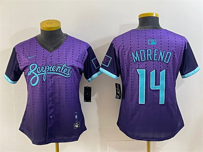 Women's Arizona D-Backs #14 Gabriel Moreno Purple 2025 City Connect Limited Stitched Baseball Jersey
