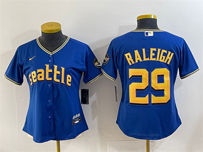 Women's Seattle Mariners #29 Cal Raleigh Royal City Connect Stitched Baseball Jersey