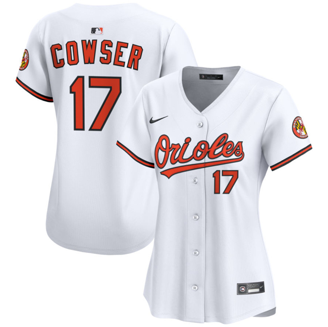 Women's Baltimore Orioles #17 Colton Cowser White Home Limited Stitched Baseball Jersey