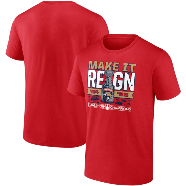 Men's Florida Panthers Red Back-To-Back Stanley Cup Champions Local T-Shirts