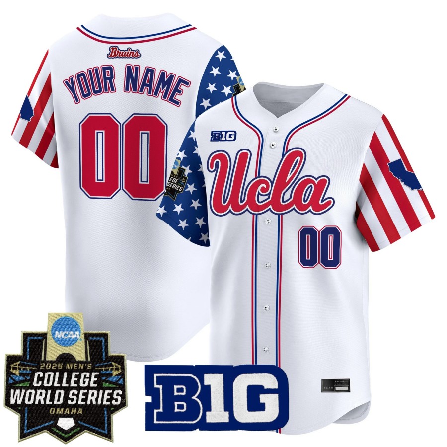 UCLA Bruins Custom White 2025 Independence Day NCAA MCWS Baseball Limited Jersey - All Stitched