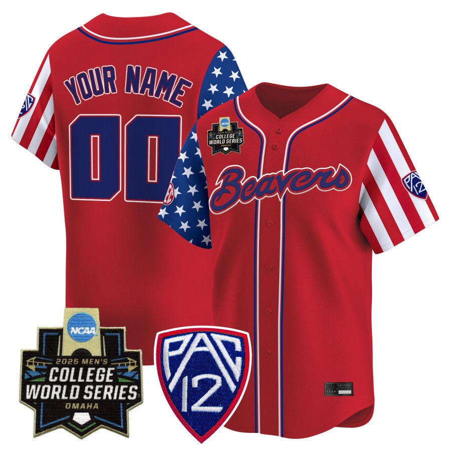 Oregon State Beavers Custom Red 2025 Independence Day NCAA MCWS Baseball Limited Jersey - All Stitched