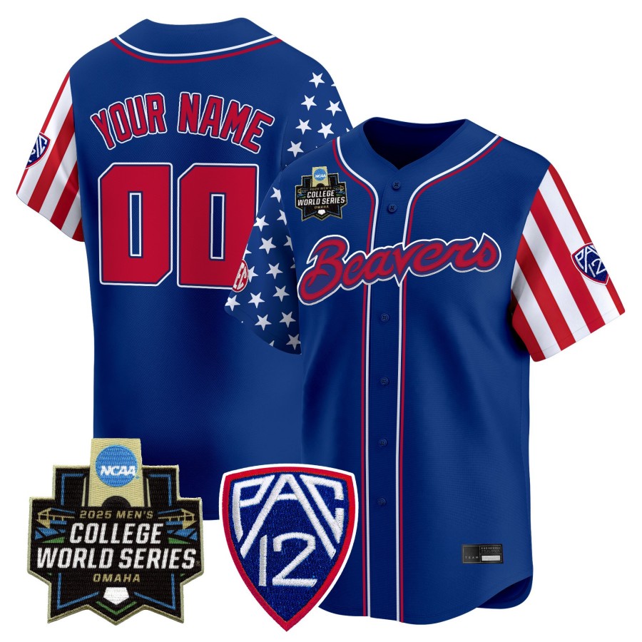 Oregon State Beavers Custom Royal 2025 Independence Day NCAA MCWS Baseball Limited Jersey - All Stitched
