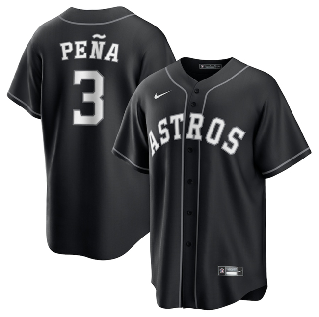 Men's Houston Astros #3 Jeremy Pena Nike Black Lights Out Limited Stitched Baseball Jersey