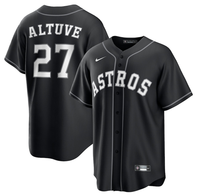 Men's Houston Astros #27 Jose Altuve Nike Black Lights Out Limited Stitched Baseball Jersey