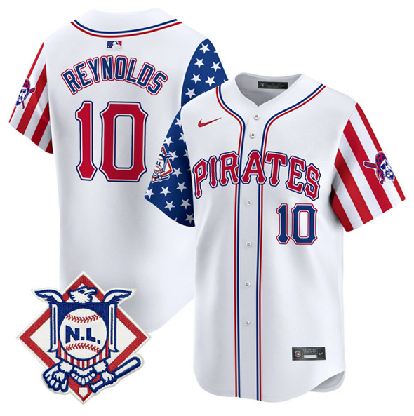 Men's Pittsburgh Pirates #10 Bryan Reynolds White 2025 Fourth of July Vapor Limited Stitched Baseball Jersey