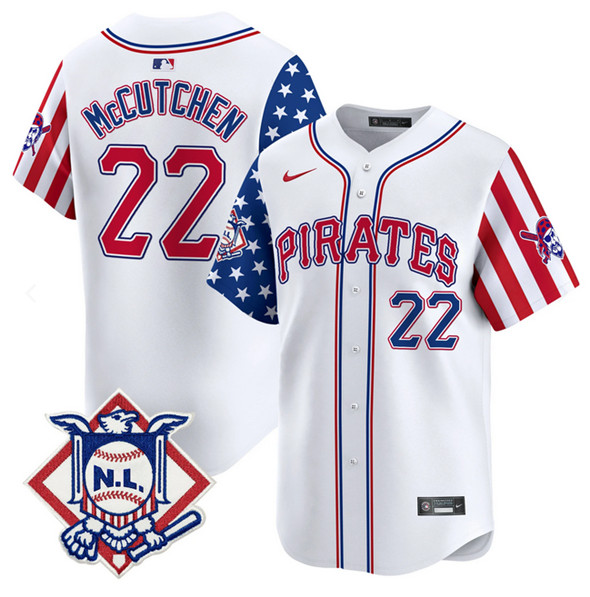 Men's Pittsburgh Pirates #22 Andrew McCutchen White 2025 Fourth of July Vapor Limited Stitched Baseball Jersey