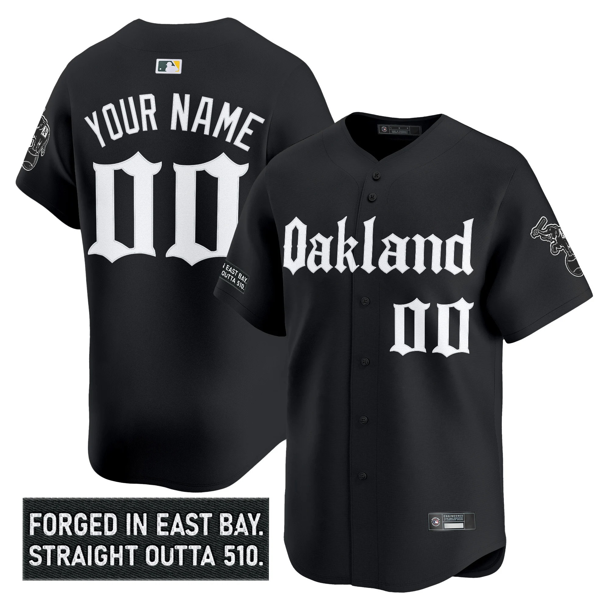 Oakland Athletics Custom 'Gothic East Bay Edition' Vapor Premier Limited Jersey Black - All Stitched