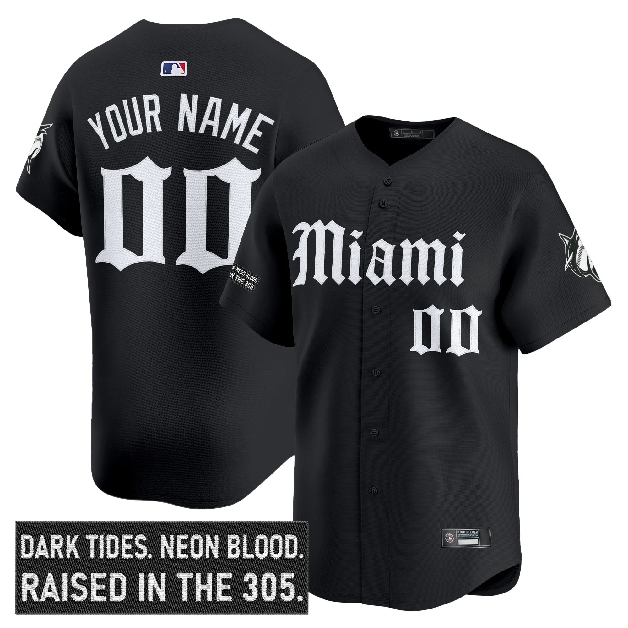 Miami Marlins Custom 'Gothic Vice Edition' Vapor Premier Limited Jersey Black - All Stitched