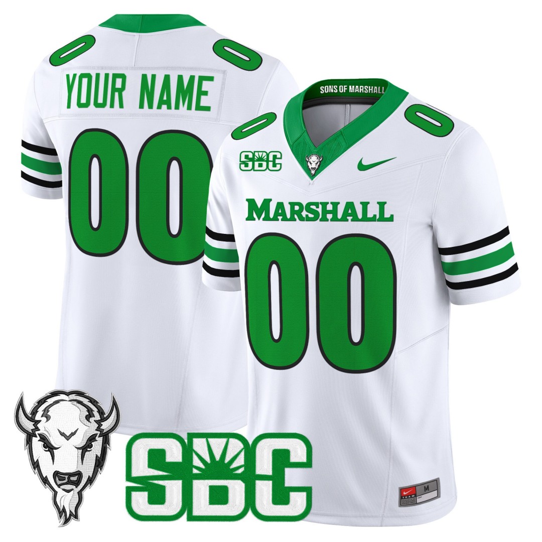 Marshall Thundering Herd Custom Nike 2025 FUSE Vapor Limited Football Jersey White - All Stitched