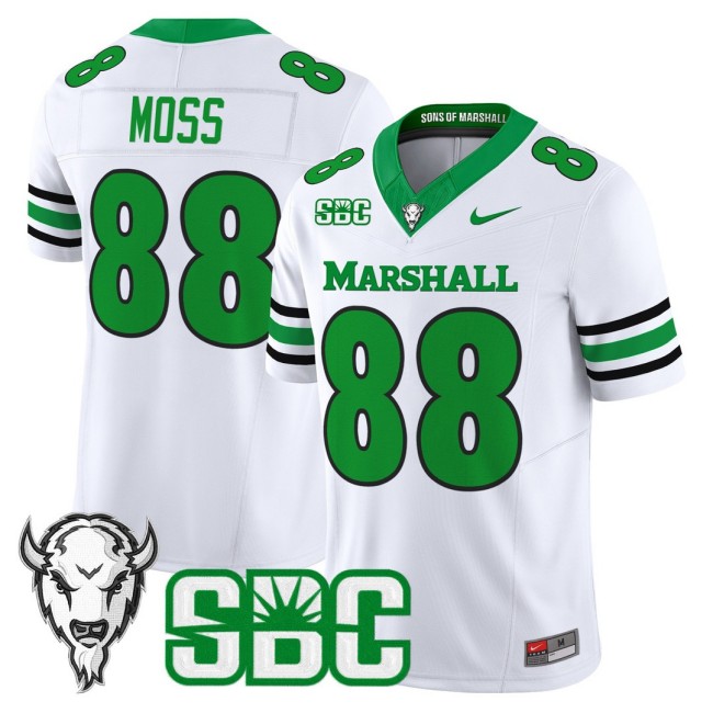 Men's Marshall Thundering Herd #88 Randy Moss Nike 2025 FUSE Vapor Limited Football Jersey White - All Stitched