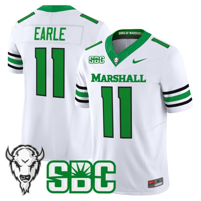 Men's Marshall Thundering Herd #11 Stone Earle Nike 2025 FUSE Vapor Limited Football Jersey White - All Stitched
