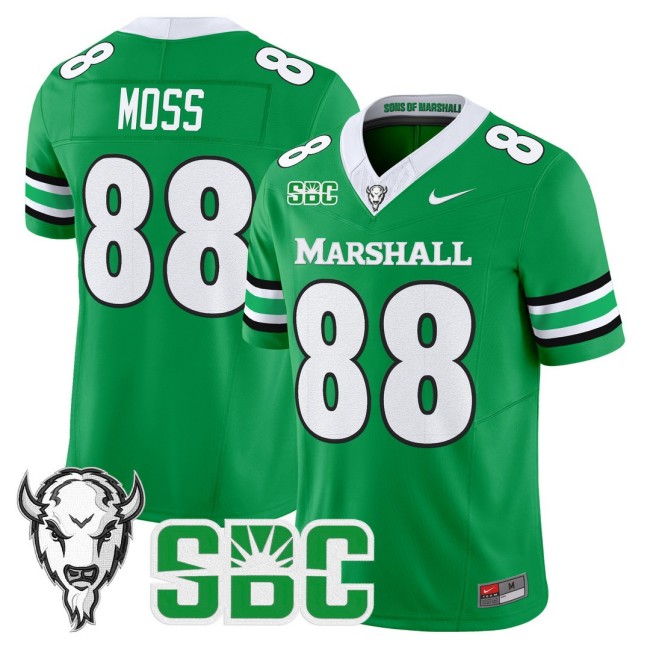 Men's Marshall Thundering Herd #88 Randy Moss Nike 2025 FUSE Vapor Limited Football Jersey Kelly Green - All Stitched