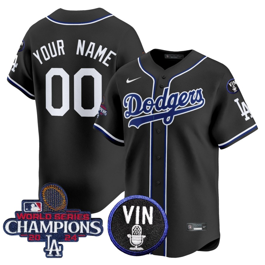 LA Dodgers 2025 Lights Out Custom Nike Limited Jersey Black WSC Patch - All Stitched