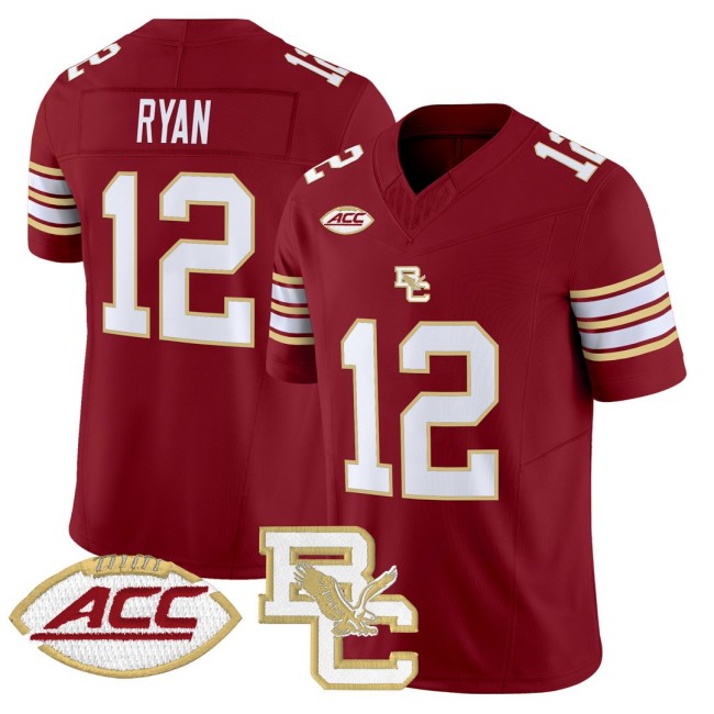Men's Boston College Eagles #12 Matt Ryan Maroon 2025 FUSE Vapor Limited Football Jersey - All Stitched