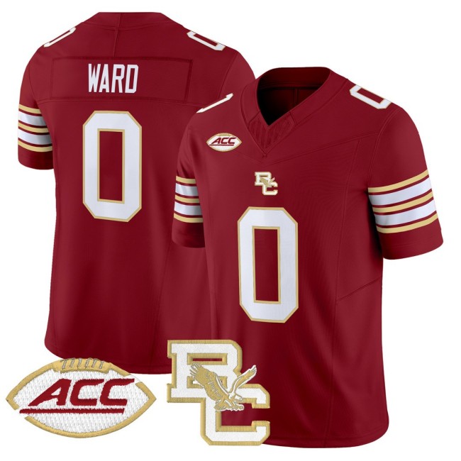 Men's Boston College Eagles #0 Treshaun Ward Maroon 2025 FUSE Vapor Limited Football Jersey - All Stitched