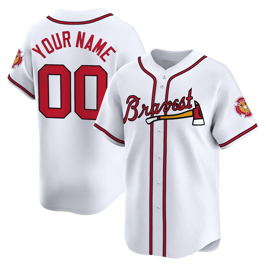 Bravest ATL Baseball White Limited Custom Jersey - All Stitched
