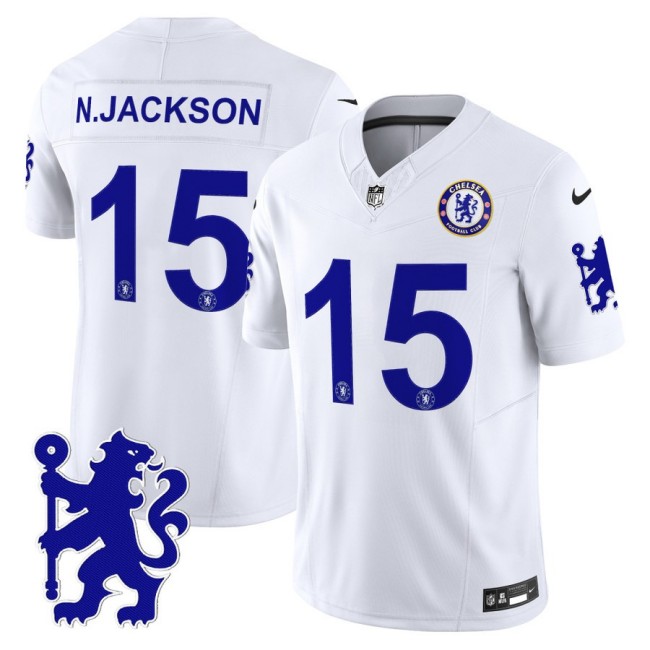 Chelsea #15 Nicolas Jackson 2025 NFL Nike Vapor Limited Football Jersey White - All stitched