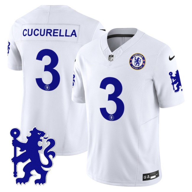 Chelsea #3 Marc Cucurella 2025 NFL Nike Vapor Limited Football Jersey White - All stitched