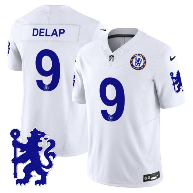 Chelsea #9 Liam Delap 2025 NFL Nike Vapor Limited Football Jersey White - All stitched