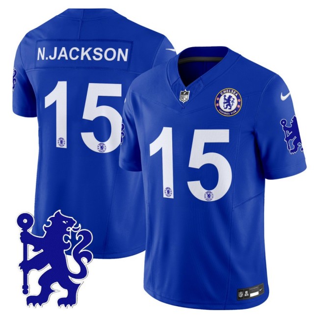 Chelsea #15 Nicolas Jackson 2025 NFL Nike Vapor Limited Football Jersey Blue - All stitched