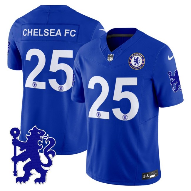 Chelsea #25 Chelsea FC 2025 NFL Nike Vapor Limited Football Jersey Blue - All stitched