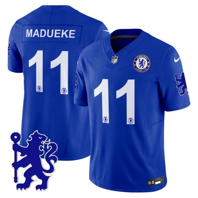 Chelsea #11 Noni Madueke 2025 NFL Nike Vapor Limited Football Jersey Blue - All stitched