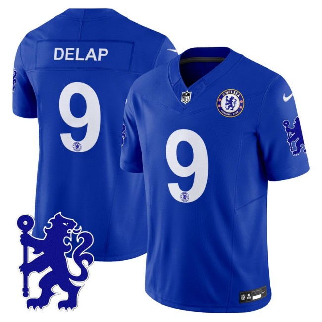 Chelsea #9 Liam Delap 2025 NFL Nike Vapor Limited Football Jersey Blue - All stitched