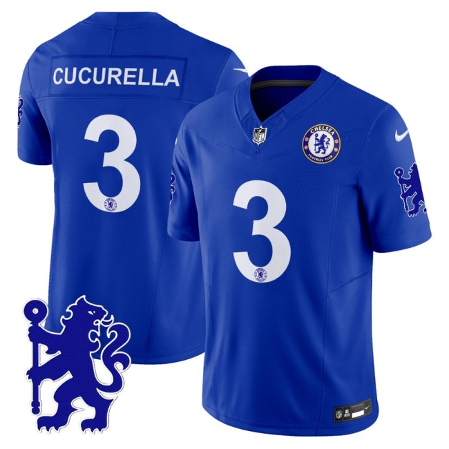 Chelsea #3 Marc Cucurella 2025 NFL Nike Vapor Limited Football Jersey Blue - All stitched