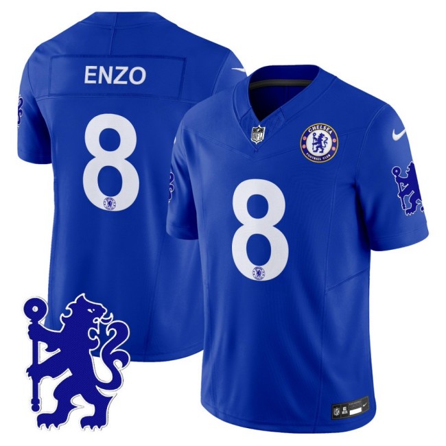 Chelsea #8 Enzo Fernandez 2025 NFL Nike Vapor Limited Football Jersey Blue - All stitched