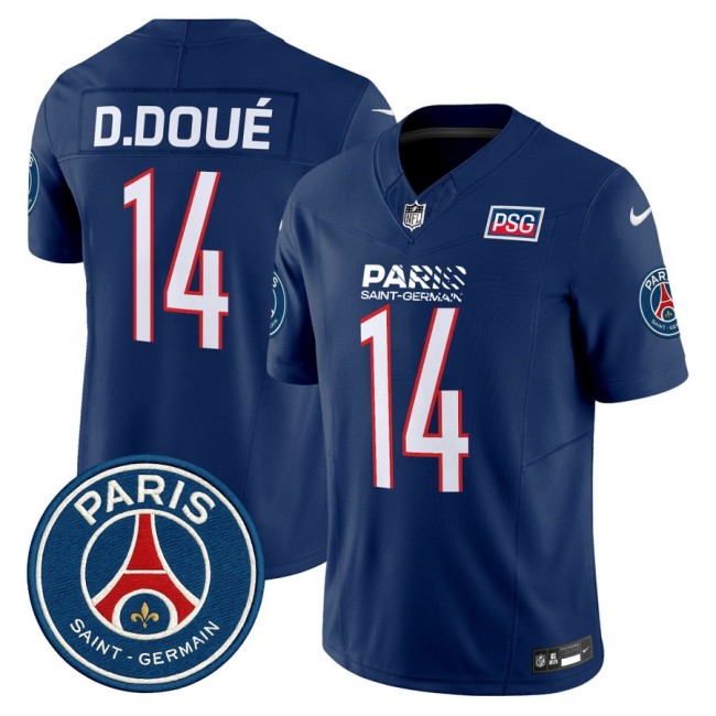 Paris Saint-Germain #14 Desire Doue 2025 NFL Football Nike Vapor Limited Jersey Navy - Stitched
