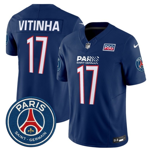 Paris Saint-Germain #17 Vitinha 2025 NFL Football Nike Vapor Limited Jersey Navy - Stitched