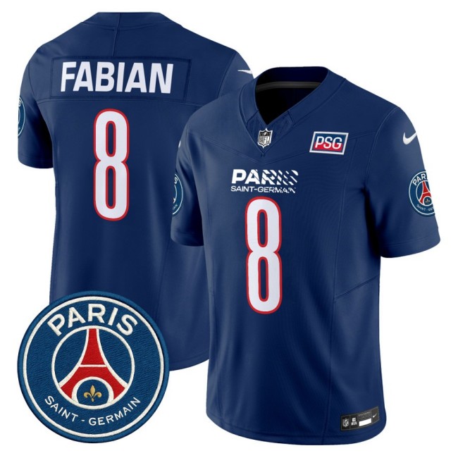 Paris Saint-Germain #8 Fabian Ruiz 2025 NFL Football Nike Vapor Limited Jersey Navy - Stitched