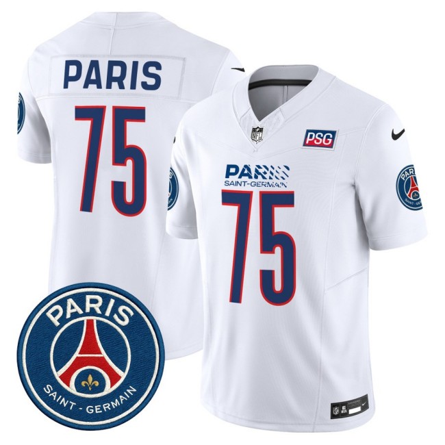 Paris Saint-Germain #75 Paris 2025 NFL Football Nike Vapor Limited Jersey White - Stitched